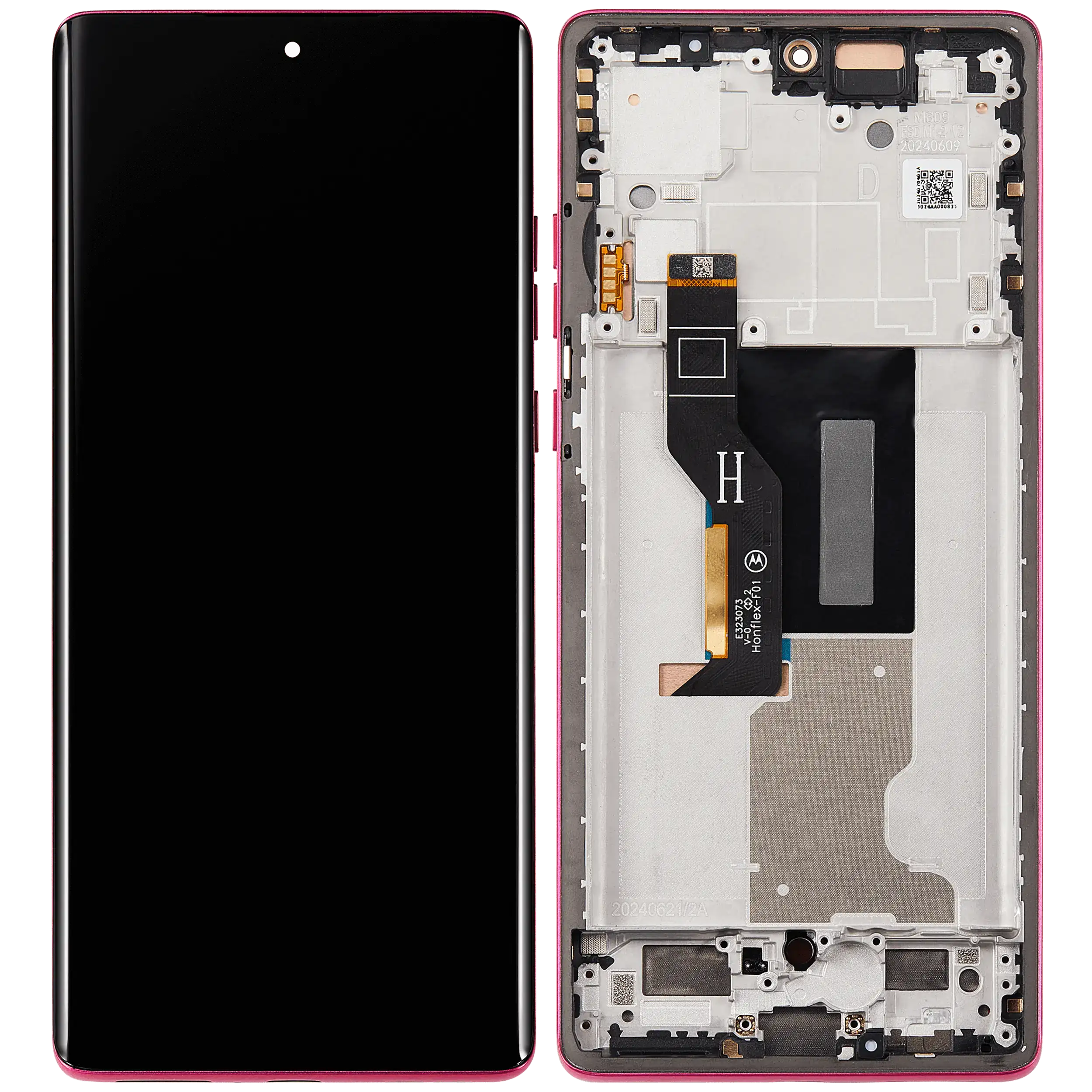 OLED Display mit Rahmen für Motorola Moto Edge 50 Fusion 5G (XT2429 / 2024) (professionell aufgearbeitet) (Hot Pink) – Bild 2