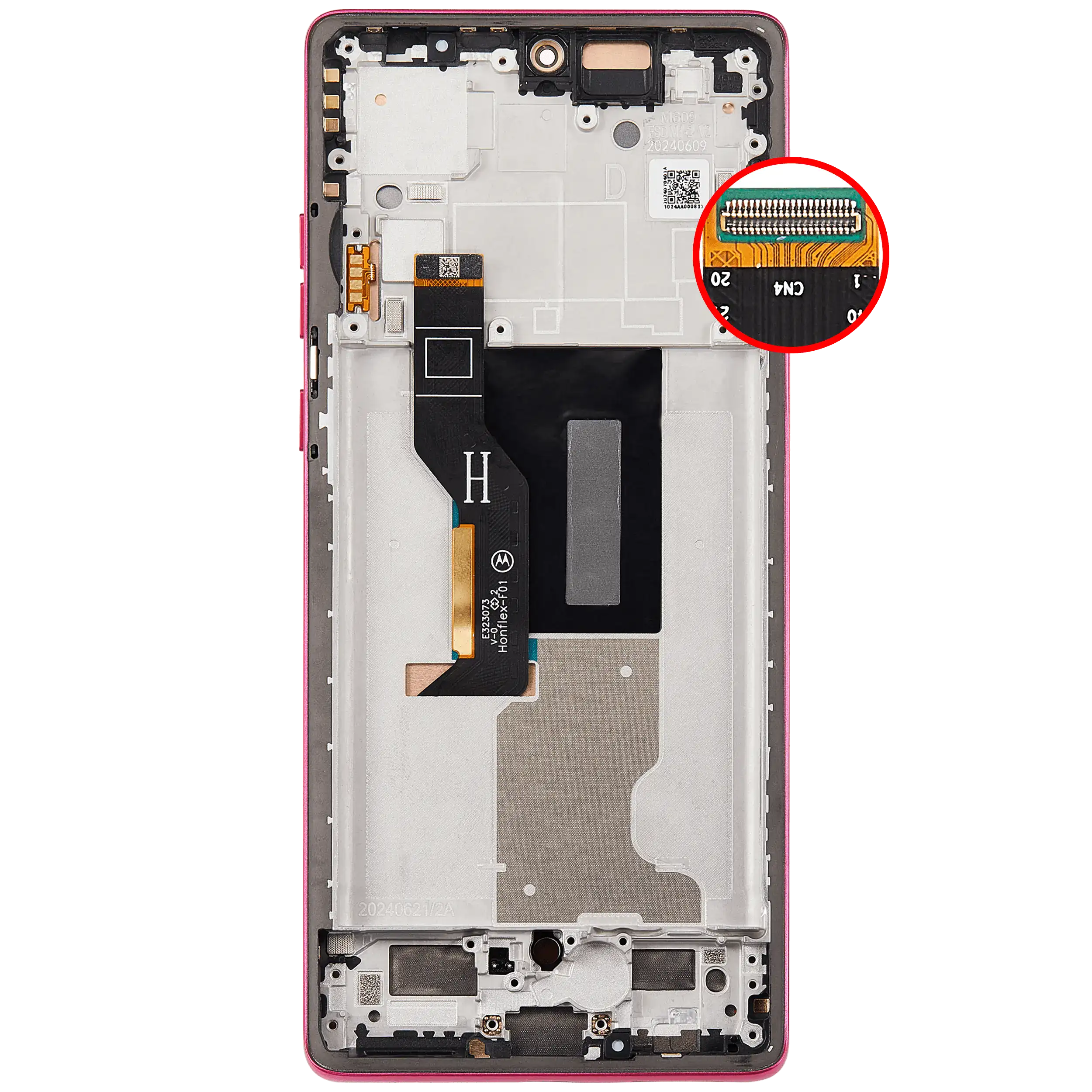OLED Display mit Rahmen für Motorola Moto Edge 50 Fusion 5G (XT2429 / 2024) (professionell aufgearbeitet) (Hot Pink) – Bild 4