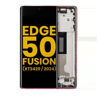 OLED Display mit Rahmen für Motorola Moto Edge 50 Fusion 5G (XT2429 / 2024) (professionell aufgearbeitet) (Hot Pink)