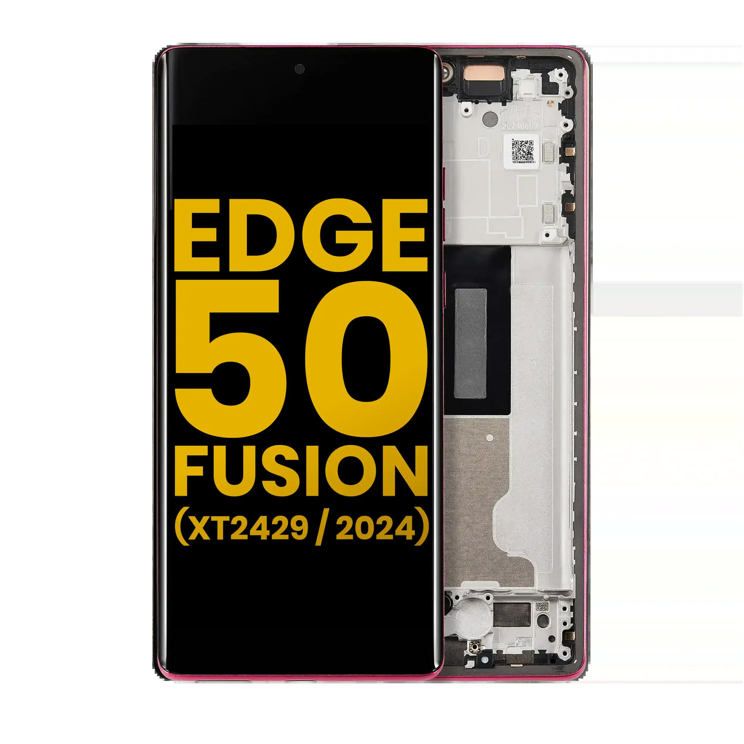 OLED Display mit Rahmen für Motorola Moto Edge 50 Fusion 5G (XT2429 / 2024) (professionell aufgearbeitet) (Hot Pink)