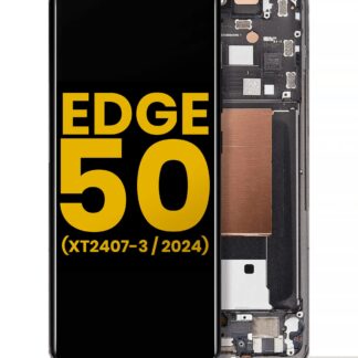 OLED Display mit Rahmen für Motorola Moto Edge 50 (XT2407-3 / 2024) (professionell aufgearbeitet) (Koala Gray)