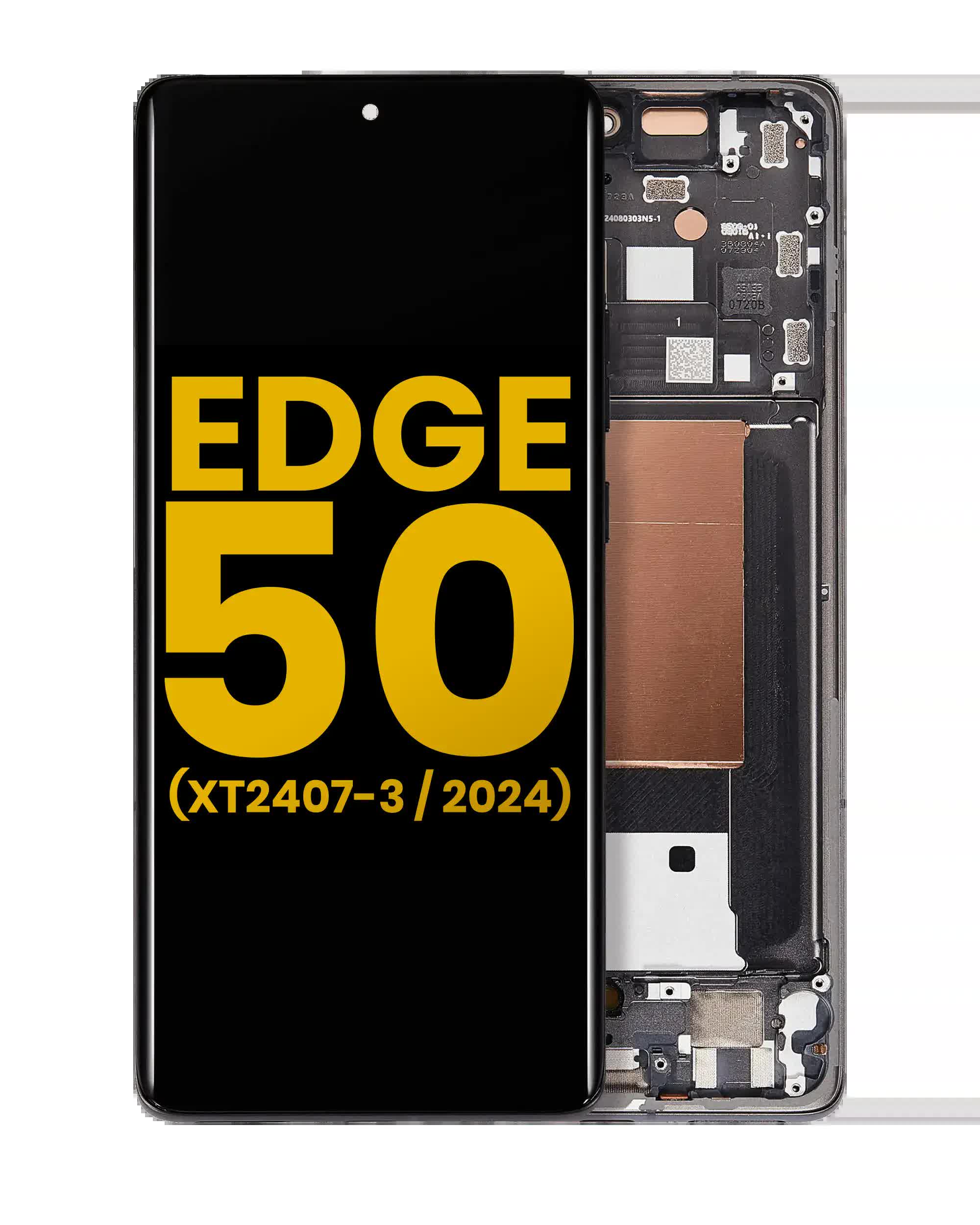 OLED Display mit Rahmen für Motorola Moto Edge 50 (XT2407-3 / 2024) (professionell aufgearbeitet) (Koala Gray)