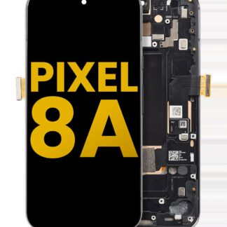 OLED Display mit Rahmen (mit Fingerprint Sensor) für Google Pixel 8A (professionell aufgearbeitet) (Obsidian)