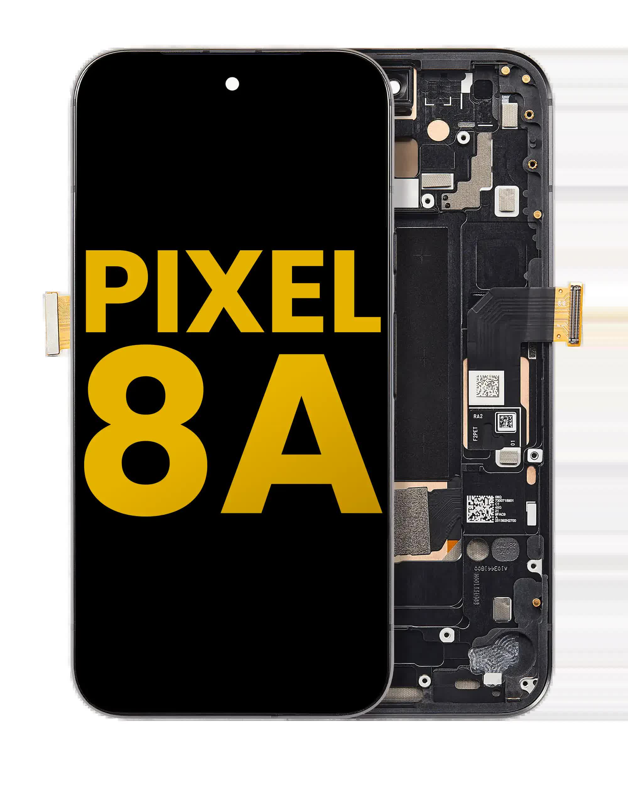 OLED Display mit Rahmen (mit Fingerprint Sensor) für Google Pixel 8A (professionell aufgearbeitet) (Obsidian)