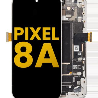 OLED Display mit Rahmen (mit Fingerprint Sensor) für Google Pixel 8A (professionell aufgearbeitet) (Porcelain)