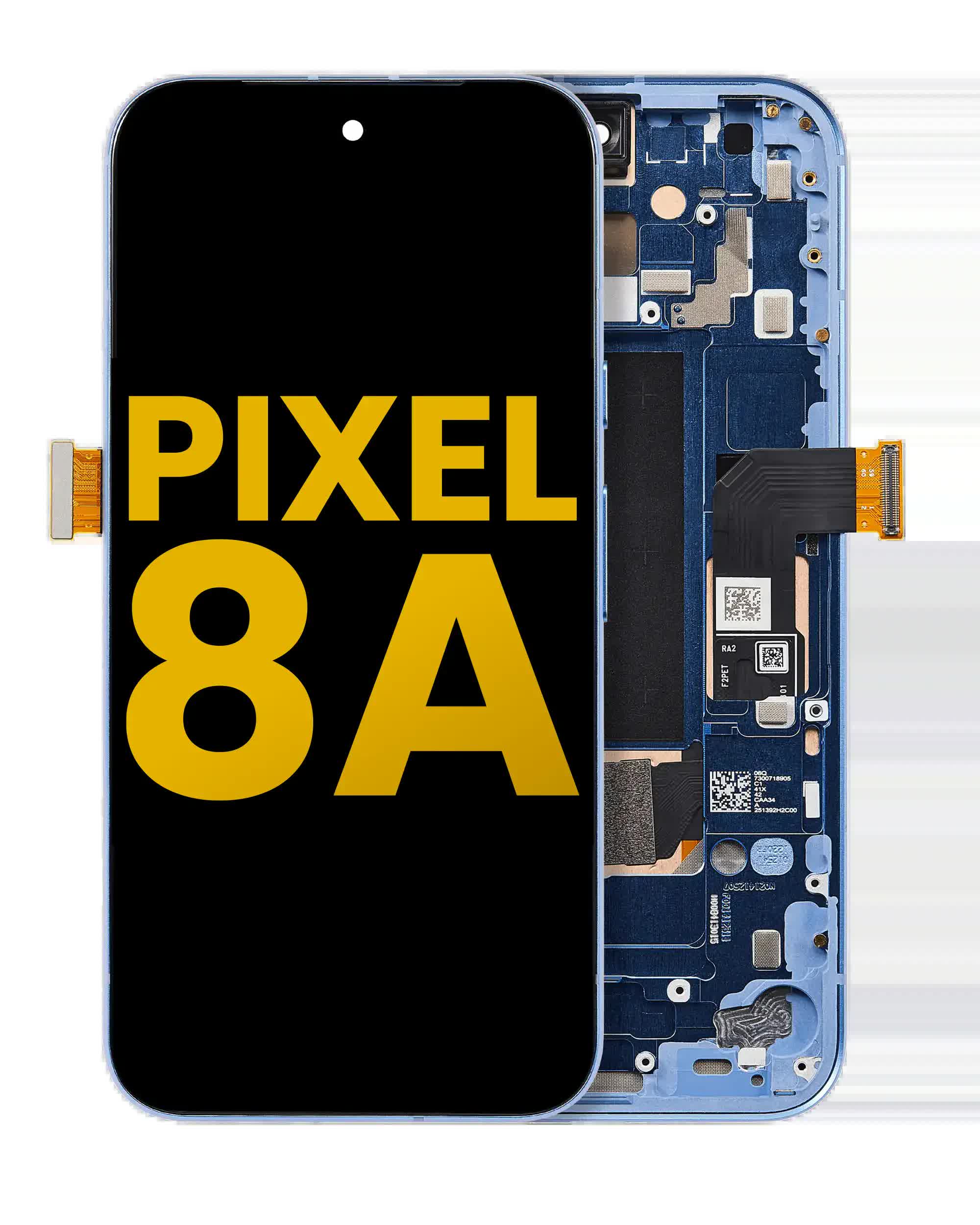 OLED Display mit Rahmen (mit Fingerprint Sensor) für Google Pixel 8A (professionell aufgearbeitet) (Bay)