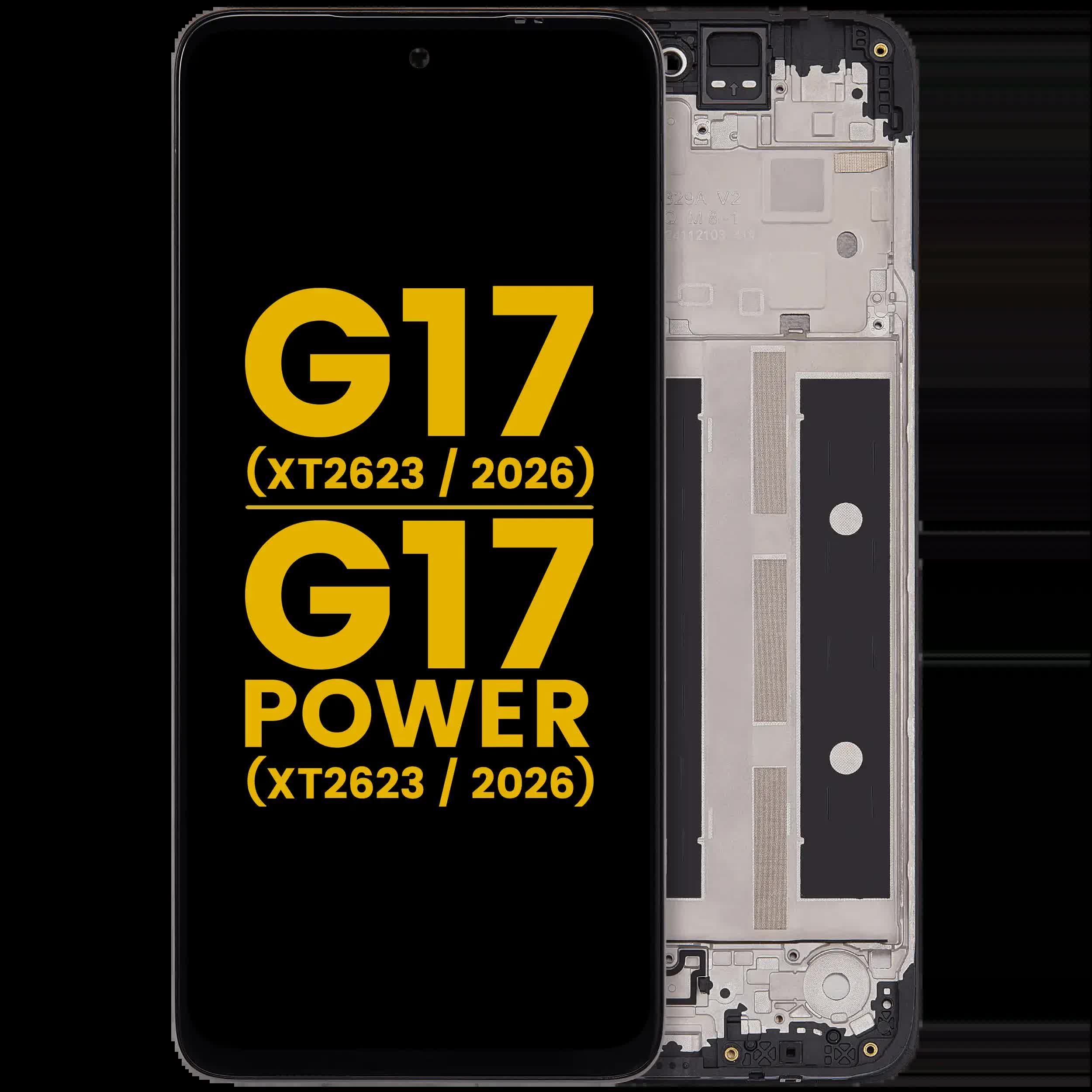 LCD Display mit Rahmen für Motorola Moto G17 (XT2623 / 2026) / G17 Power (XT2623 / 2026) (professionell aufgearbeitet)