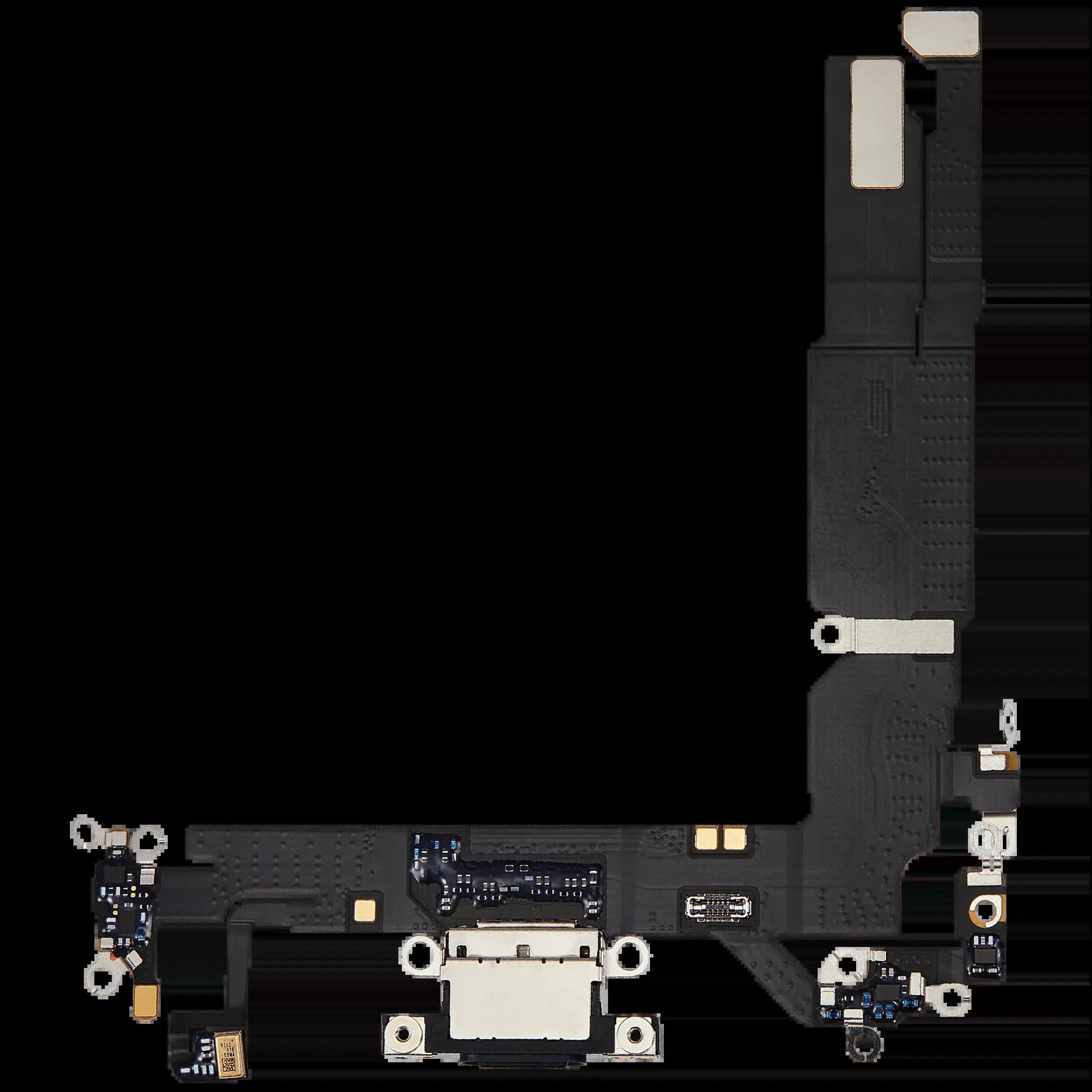 Ladebuchse Flexkabel für iPhone 16 (ausgebautes Originalteil) (Black (Schwarz))