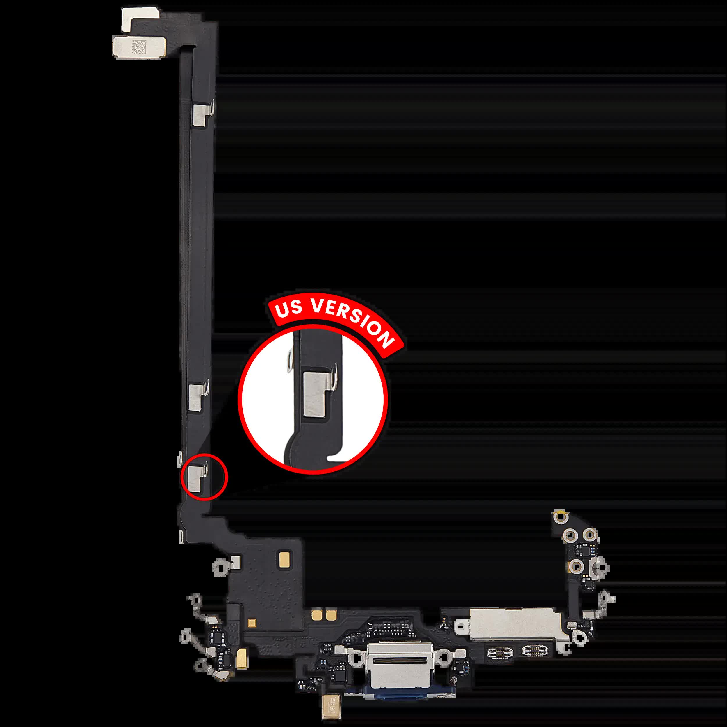 Ladebuchse Flexkabel für iPhone 17 Pro Max (ausgebautes Originalteil) (US-Version) (Deep Blue)