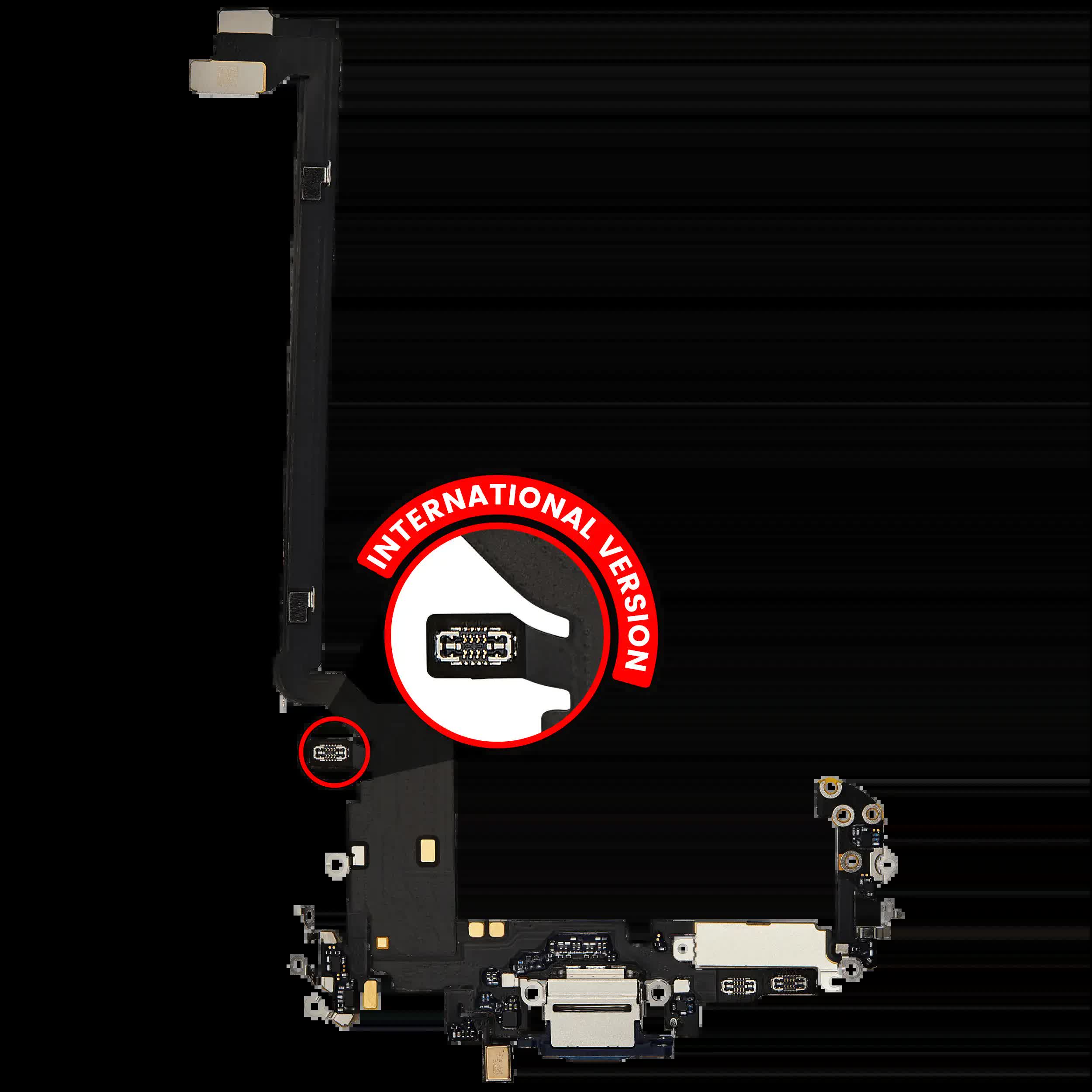 Ladebuchse Flexkabel für iPhone 17 Pro Max (ausgebautes Originalteil) (International Version) (Deep Blue)
