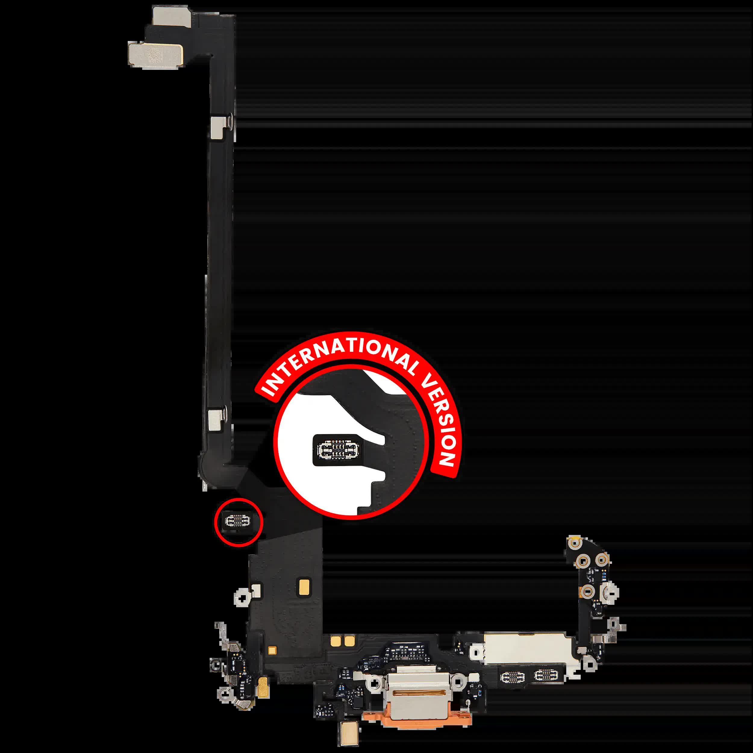 Ladebuchse Flexkabel für iPhone 17 Pro Max (ausgebautes Originalteil) (International Version) (Cosmic Orange)