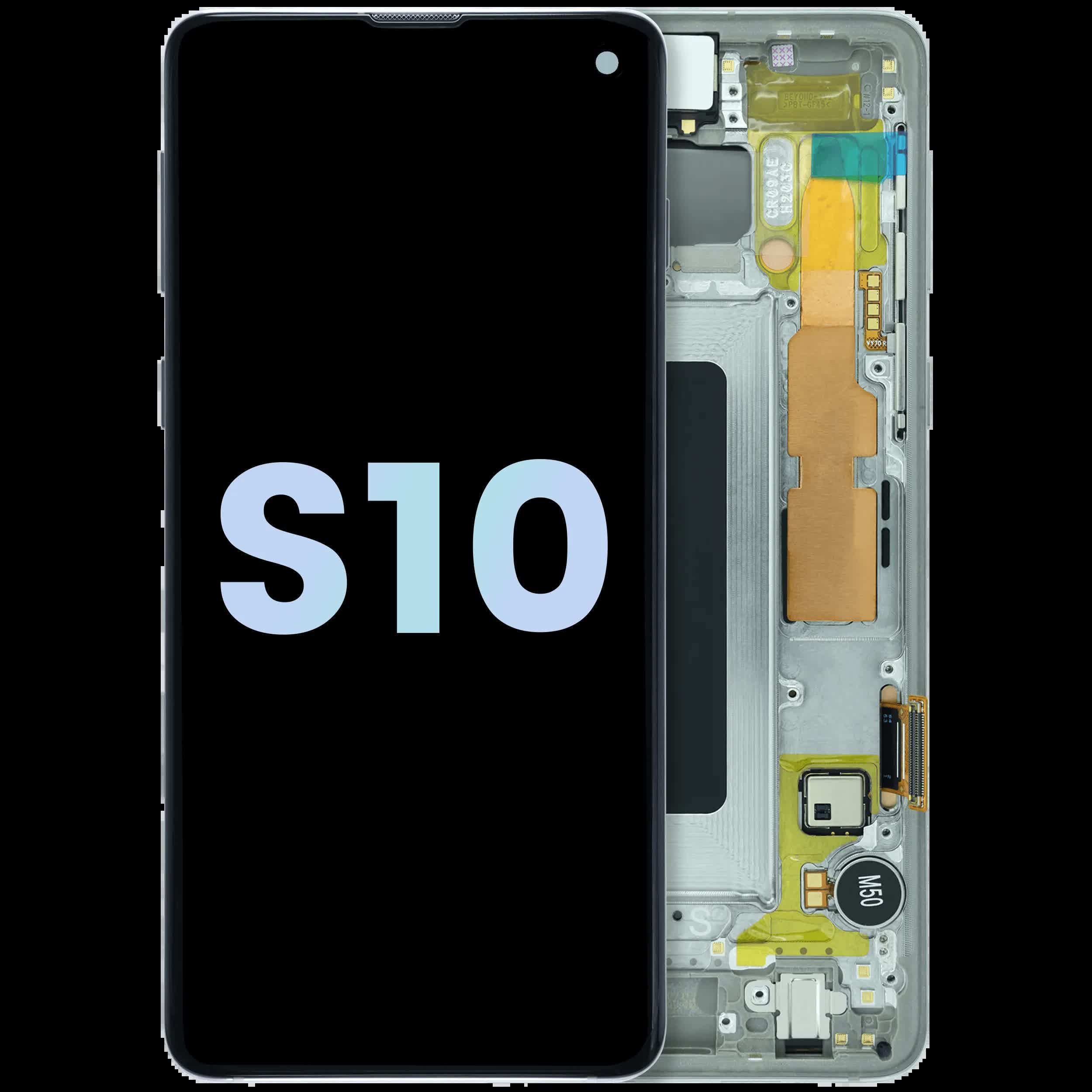 OLED Display mit Rahmen für Samsung Galaxy S10 (Service Pack) (Prism Silver)