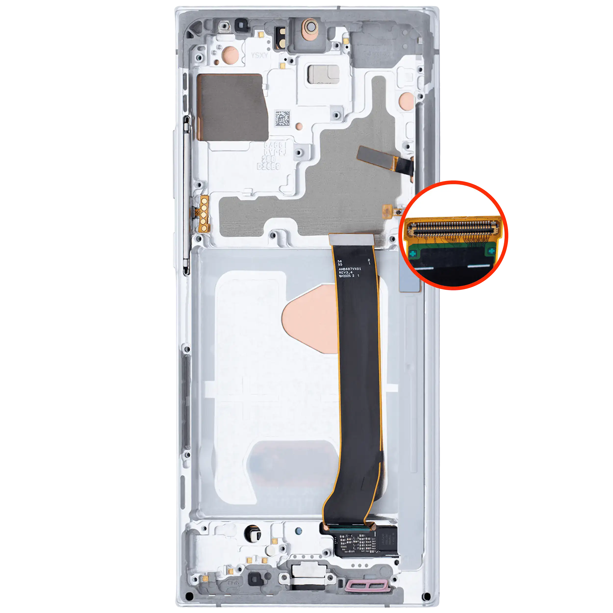 OLED Display mit Rahmen für Samsung Galaxy Note 20 Ultra 5G (Aftermarket Plus) (120Hz) (Mystic White) – Bild 4
