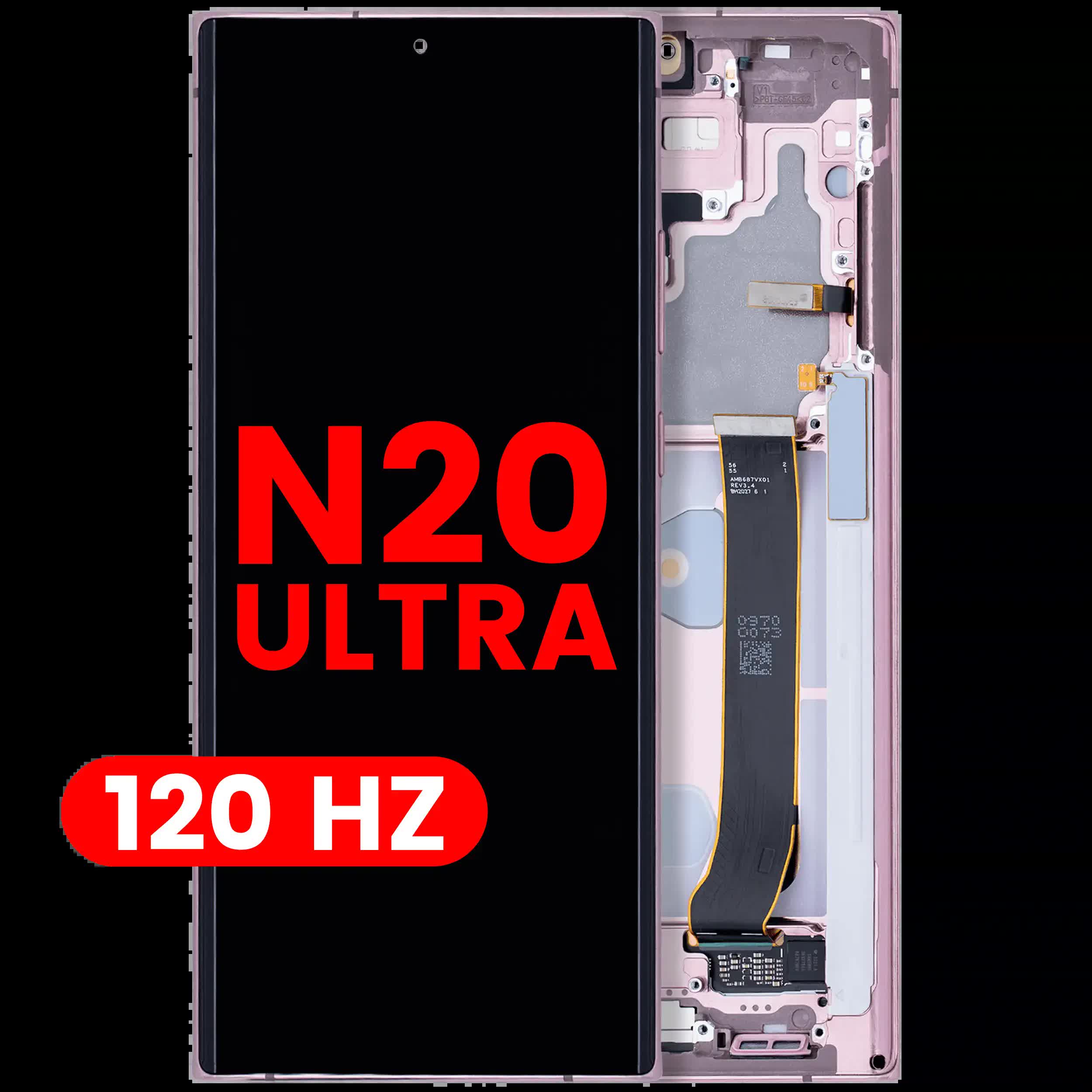 OLED Display mit Rahmen für Samsung Galaxy Note 20 Ultra 5G (Aftermarket Plus) (120Hz) (Mystic Bronze)