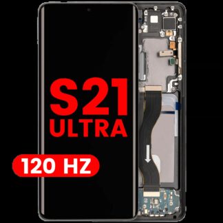OLED Display mit Rahmen für Samsung Galaxy S21 Ultra 5G (Aftermarket Plus) (120Hz) (Phantom Black)