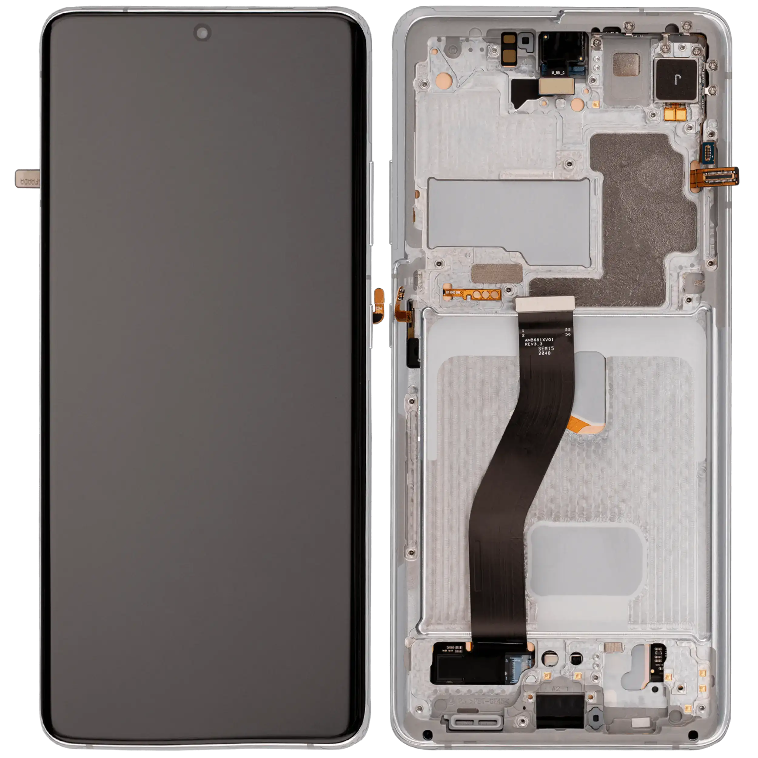 OLED Display mit Rahmen für Samsung Galaxy S21 Ultra 5G (Aftermarket Plus) (120Hz) (Phantom Silver) – Bild 2