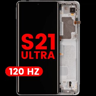 OLED Display mit Rahmen für Samsung Galaxy S21 Ultra 5G (Aftermarket Plus) (120Hz) (Phantom Silver)