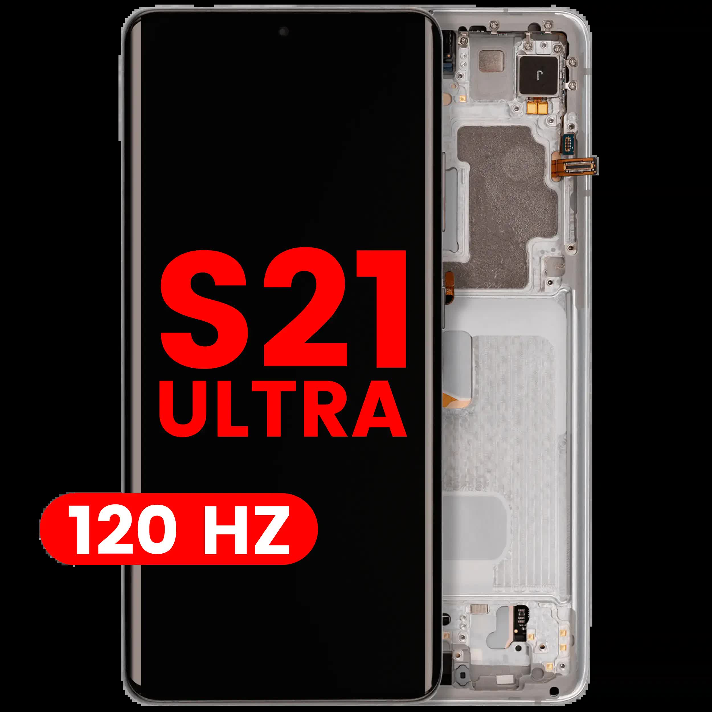 OLED Display mit Rahmen für Samsung Galaxy S21 Ultra 5G (Aftermarket Plus) (120Hz) (Phantom Silver)