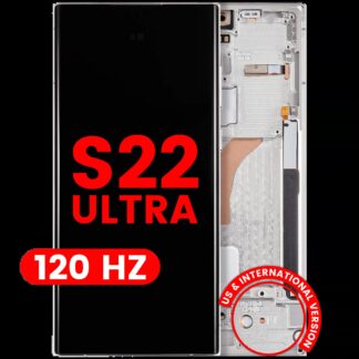 OLED Display mit Rahmen für Samsung Galaxy S22 Ultra 5G (US & International Version) (Aftermarket Plus) (120Hz) (Phantom White)