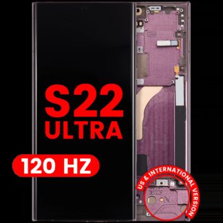 OLED Display mit Rahmen für Samsung Galaxy S22 Ultra 5G (US & International Version) (Aftermarket Plus) (120Hz) (Burgundy)