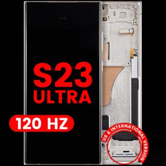 OLED Display mit Rahmen für Samsung Galaxy S23 Ultra (US & International) (Aftermarket Plus) (120Hz) (Cream)