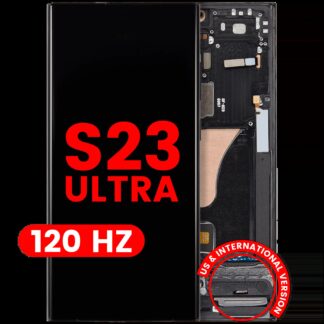 OLED Display mit Rahmen für Samsung Galaxy S23 Ultra (US & International) (Aftermarket Plus) (120Hz) (Graphite)