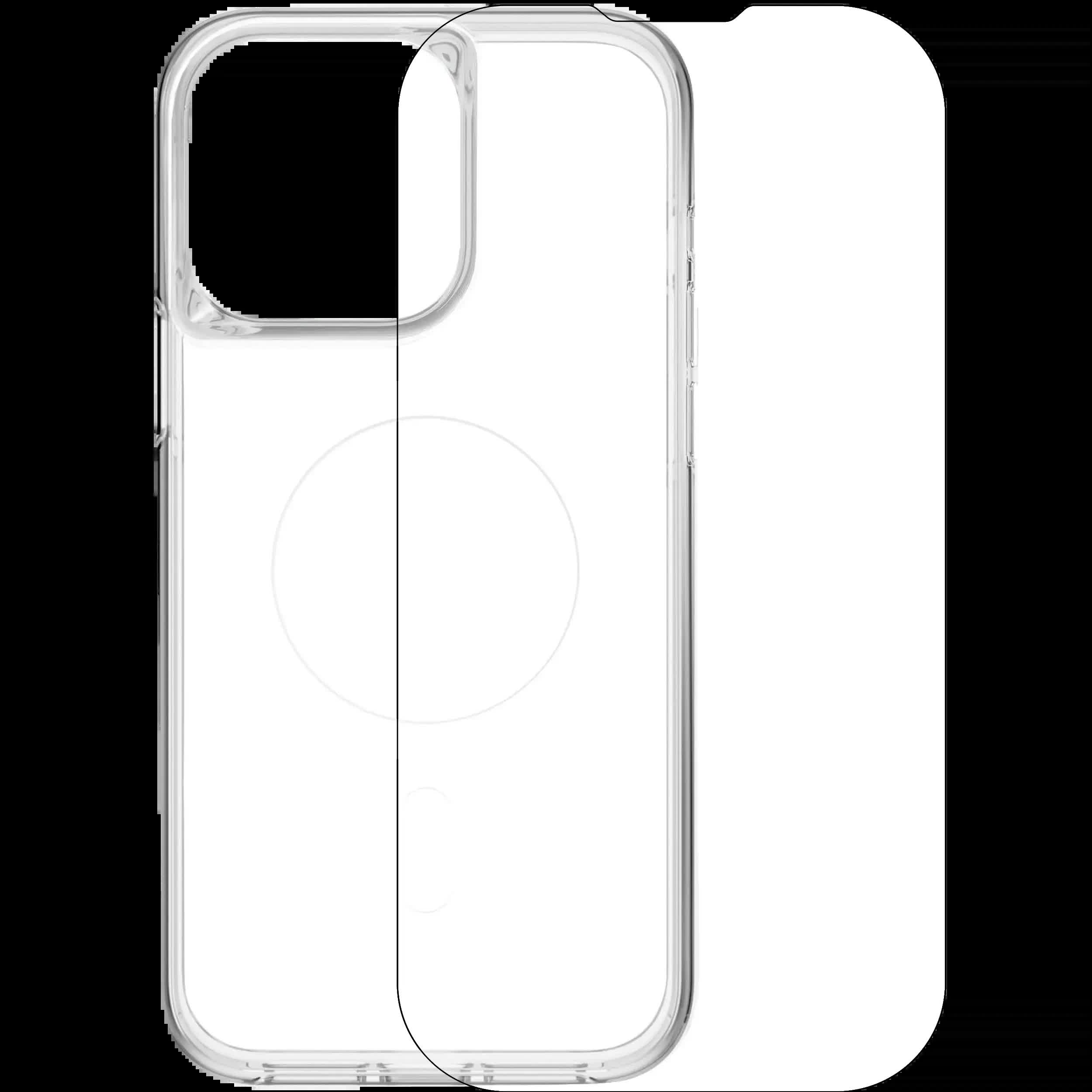 Skech Hülle mit MagSafe mit Display Protector und für iPhone 15 Pro Max (Clear (Transparent))