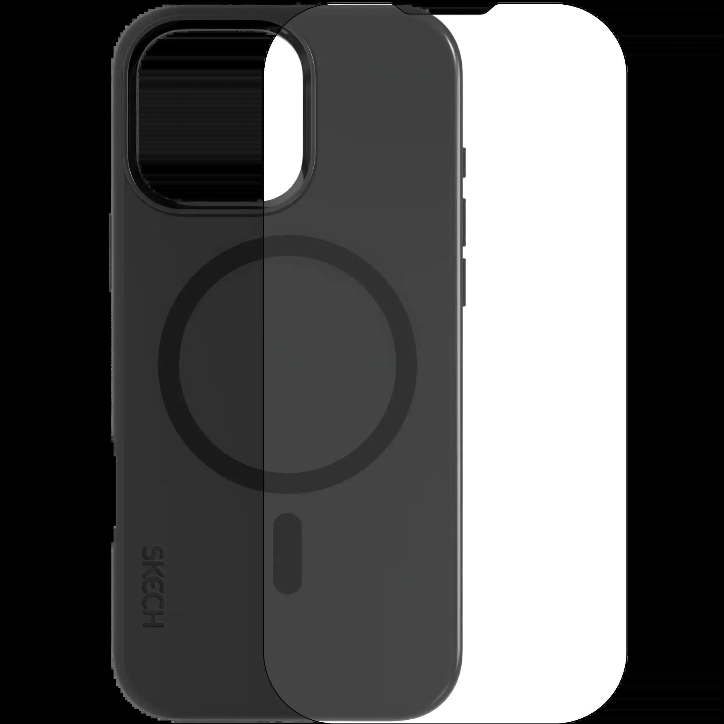 Skech Hülle mit MagSafe mit Display Protector und für iPhone 16 Pro Max (Black (Schwarz))