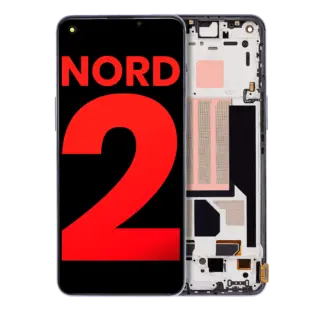 OLED Display mit Rahmen für OnePlus Nord (professionell aufgearbeitet) (Black (Schwarz))