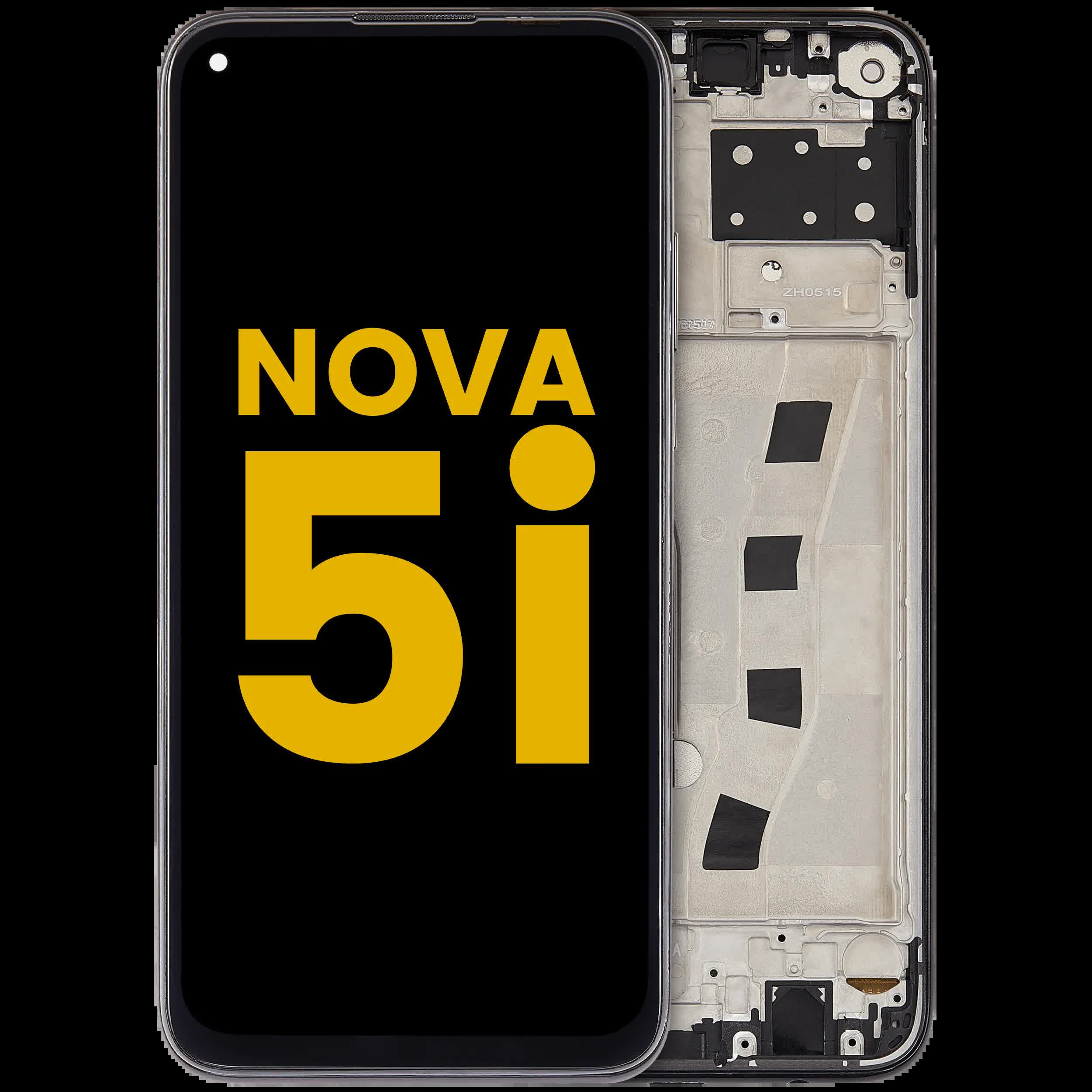LCD Display mit Rahmen für Huawei Nova 5i (2019) (professionell aufgearbeitet) (Black (Schwarz))