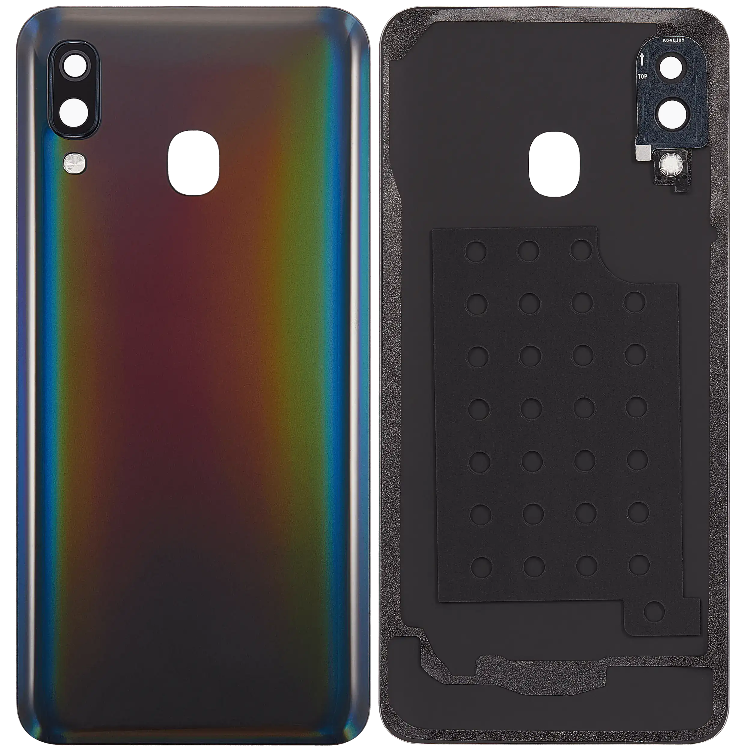 Rückdeckelglas mit Kameraglas für Samsung Galaxy A40 (A405 / 2019) (Aftermarket Plus) (Black (Schwarz)) – Bild 2
