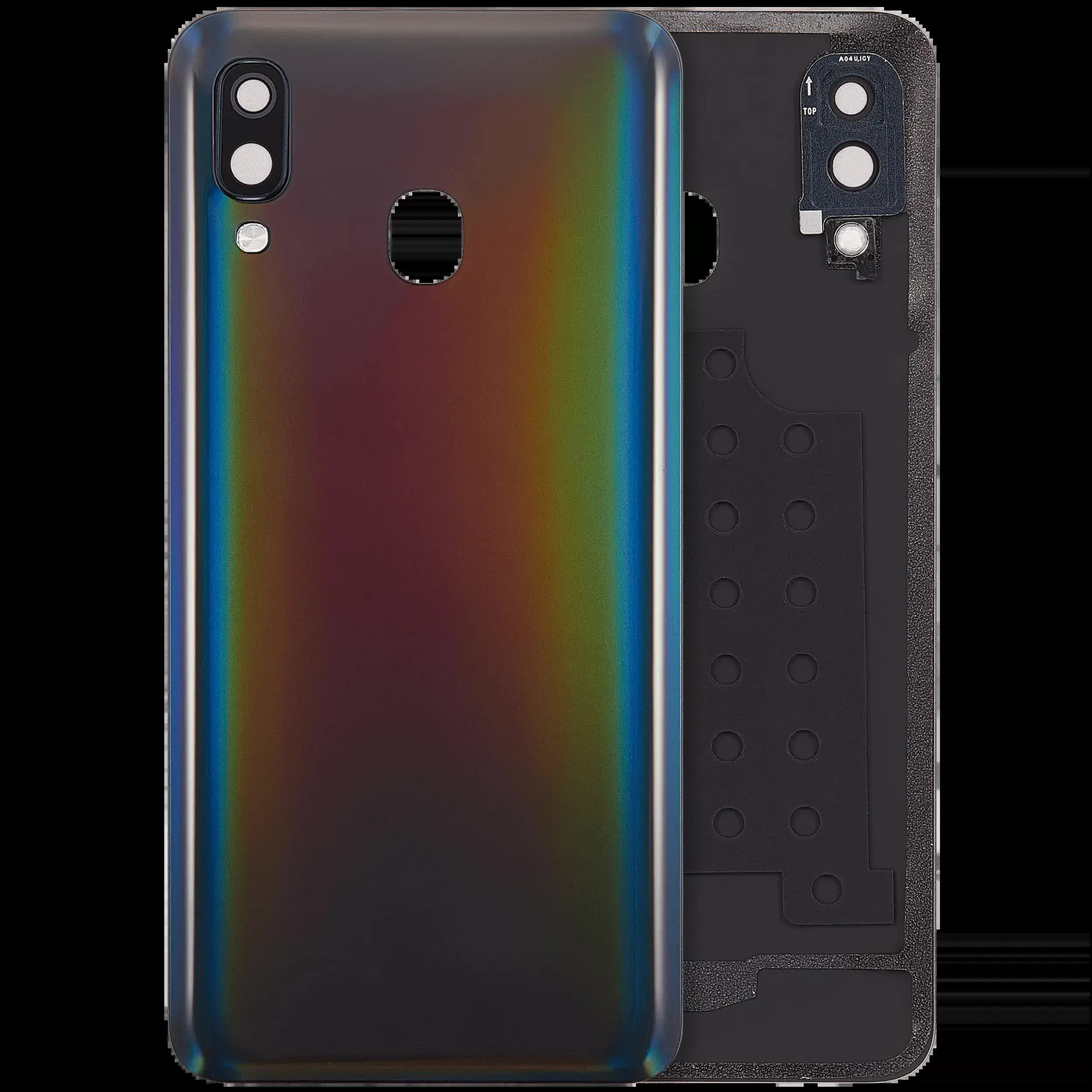 Rückdeckelglas mit Kameraglas für Samsung Galaxy A40 (A405 / 2019) (Aftermarket Plus) (Black (Schwarz))