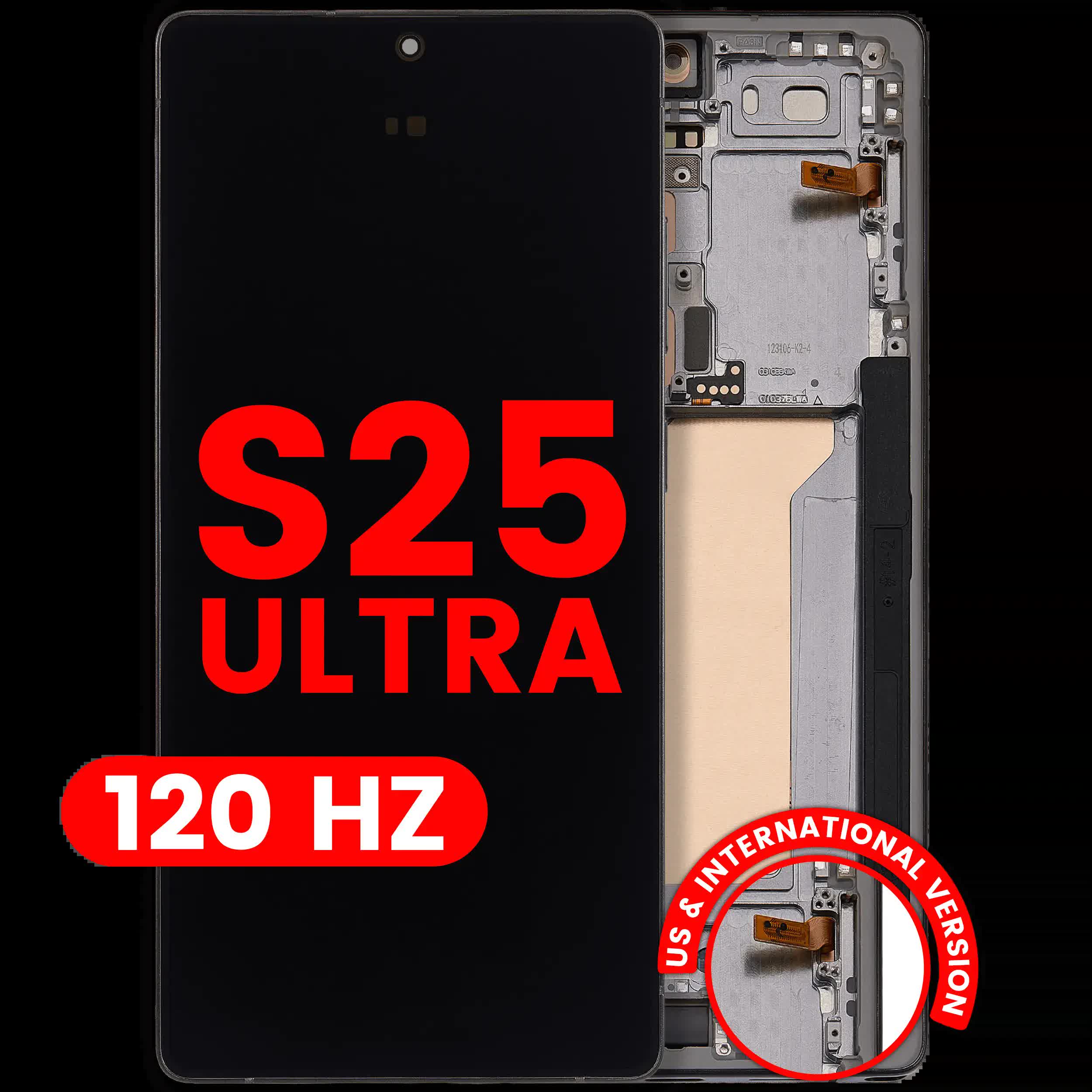 OLED Display mit Rahmen für Samsung Galaxy S25 Ultra 5G (US & International) (Aftermarket Plus) (120Hz) (Titanium Jet Black)