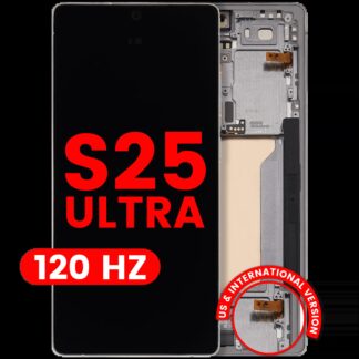 OLED Display mit Rahmen für Samsung Galaxy S25 Ultra 5G (US & International) (Aftermarket Plus) (120Hz) (Titanium White Silver)