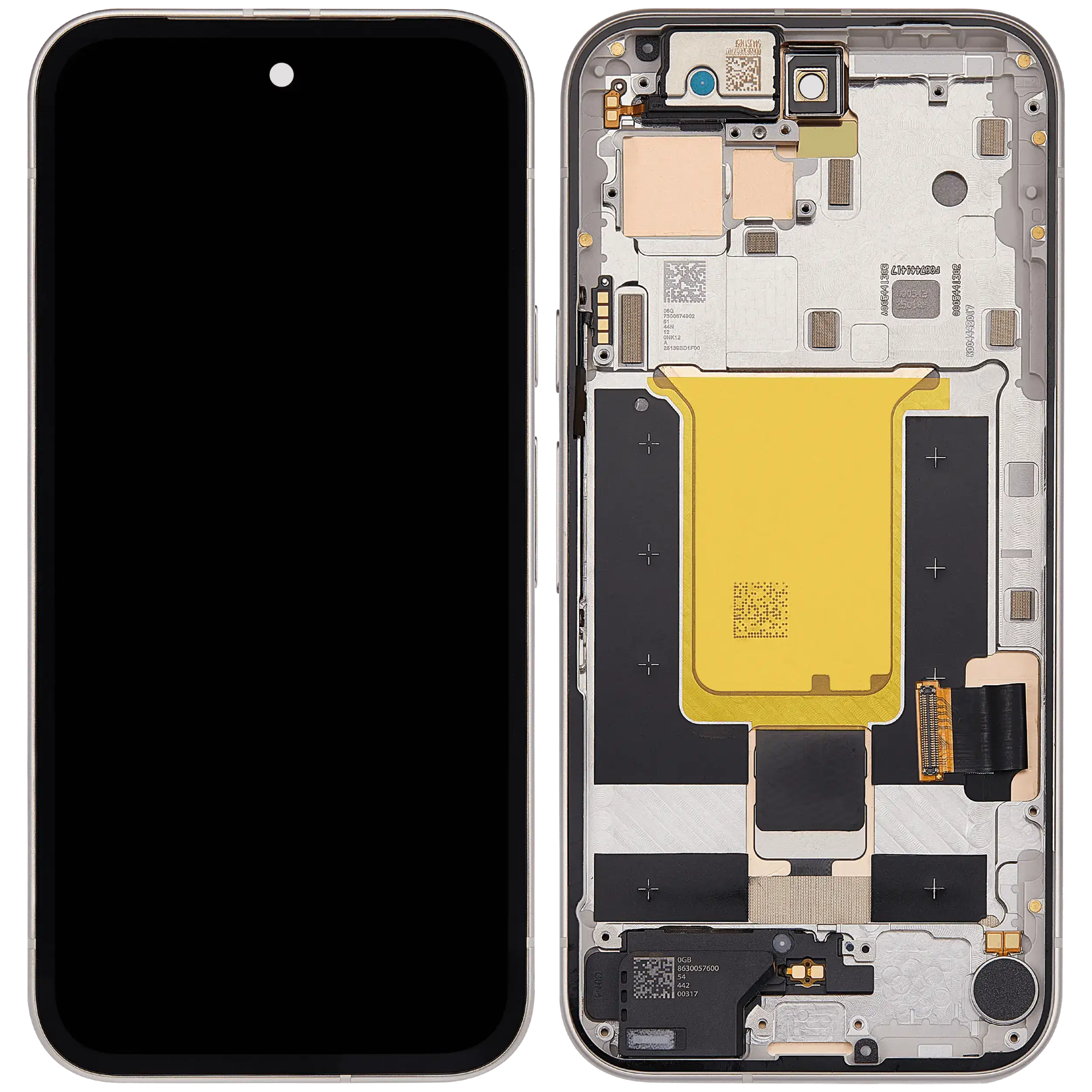 OLED Display mit Rahmen kompatibel (mit Fingerprint Sensor) für Google Pixel 9A (professionell aufgearbeitet) (Porcelain) – Bild 2