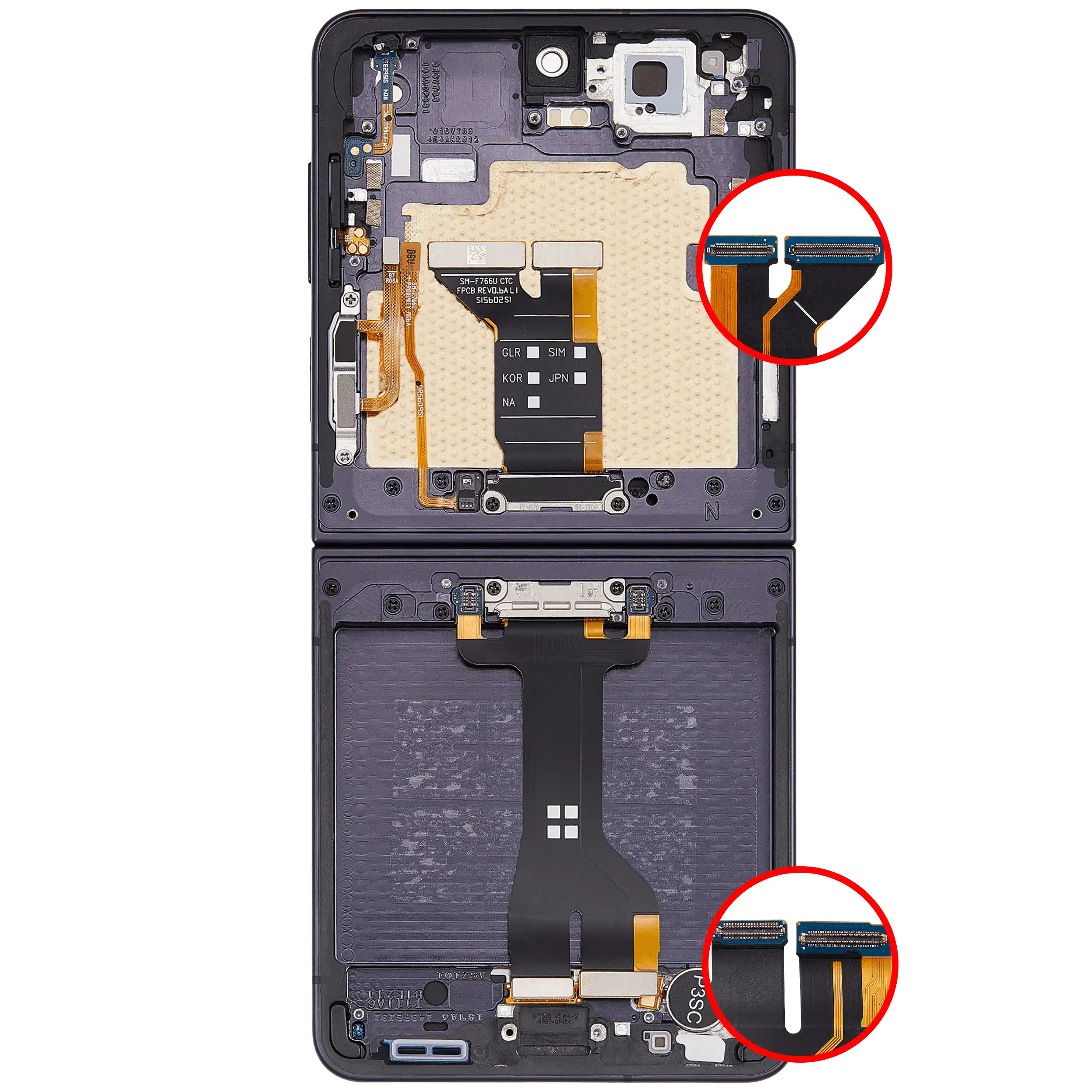 Inner OLED Display mit Rahmen für Samsung Galaxy Z Flip 7 5G (US & International) (professionell aufgearbeitet) (Jet Black) – Bild 4