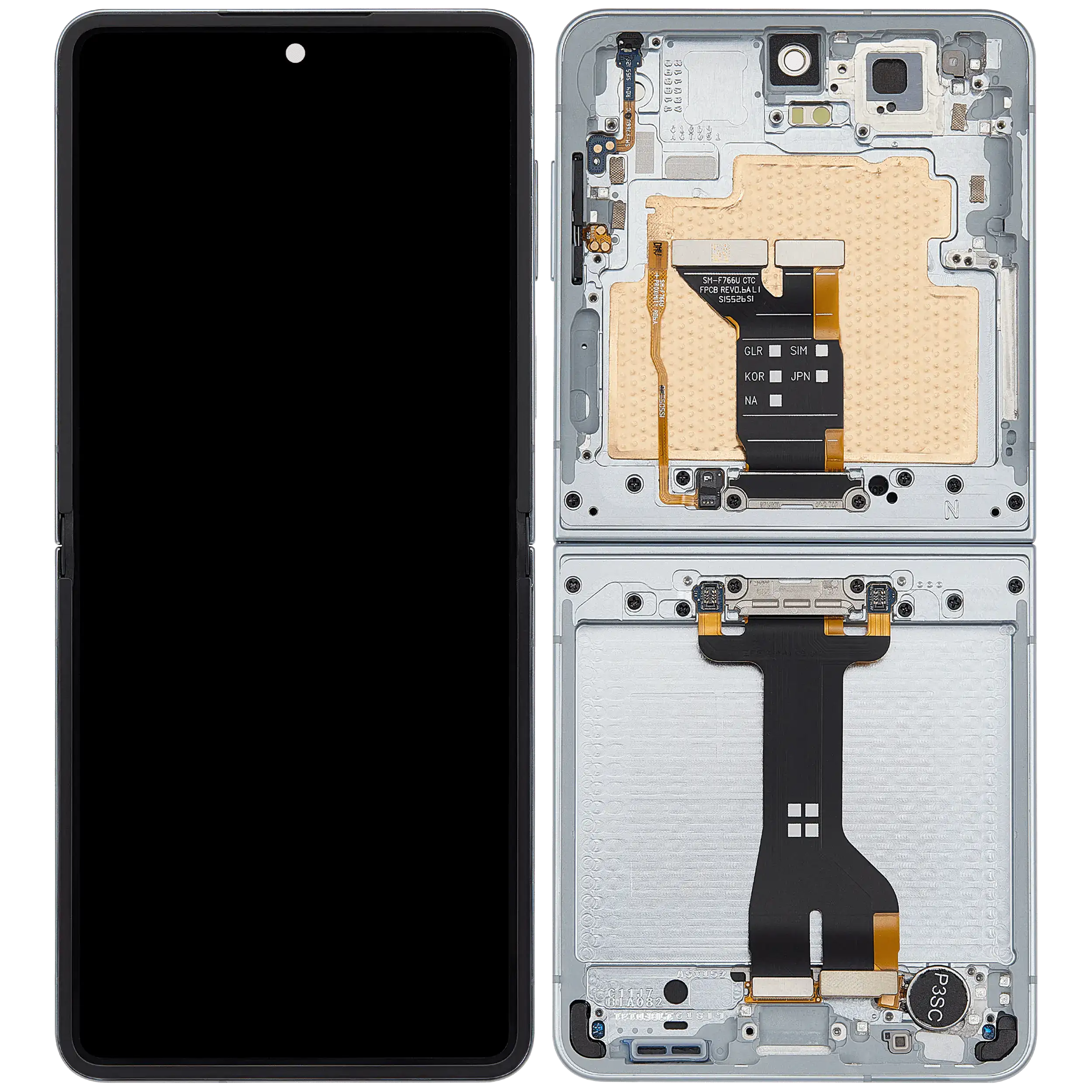 Inner OLED Display mit Rahmen für Samsung Galaxy Z Flip 7 5G (US & International) (professionell aufgearbeitet) (Mint) – Bild 2