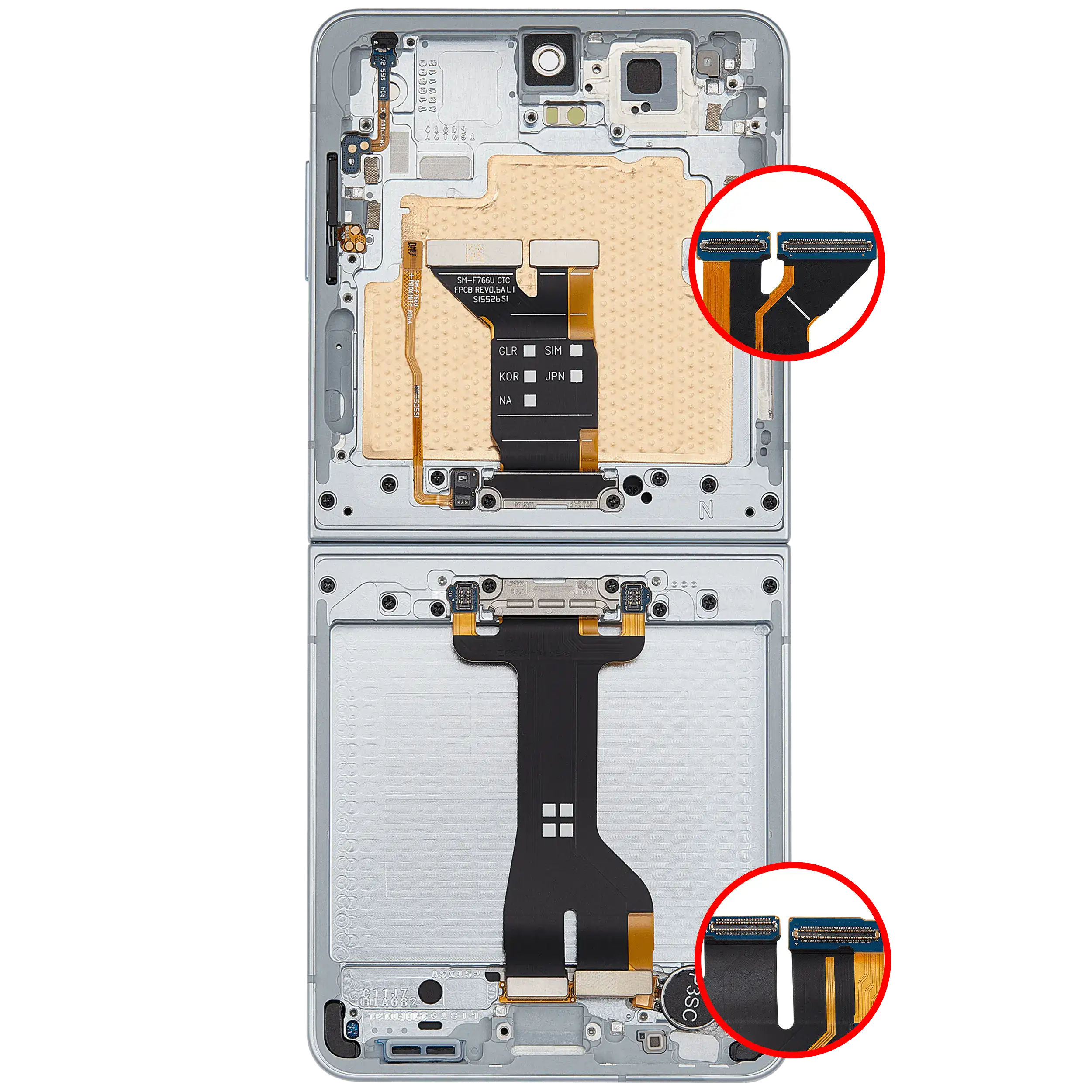 Inner OLED Display mit Rahmen für Samsung Galaxy Z Flip 7 5G (US & International) (professionell aufgearbeitet) (Mint) – Bild 4