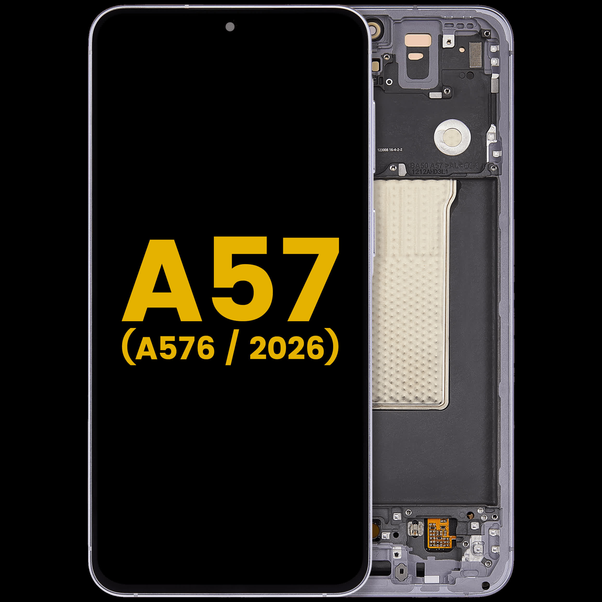 OLED Display mit Rahmen für Samsung Galaxy A57 5G (A576 / 2026) (professionell aufgearbeitet) (Lilac)