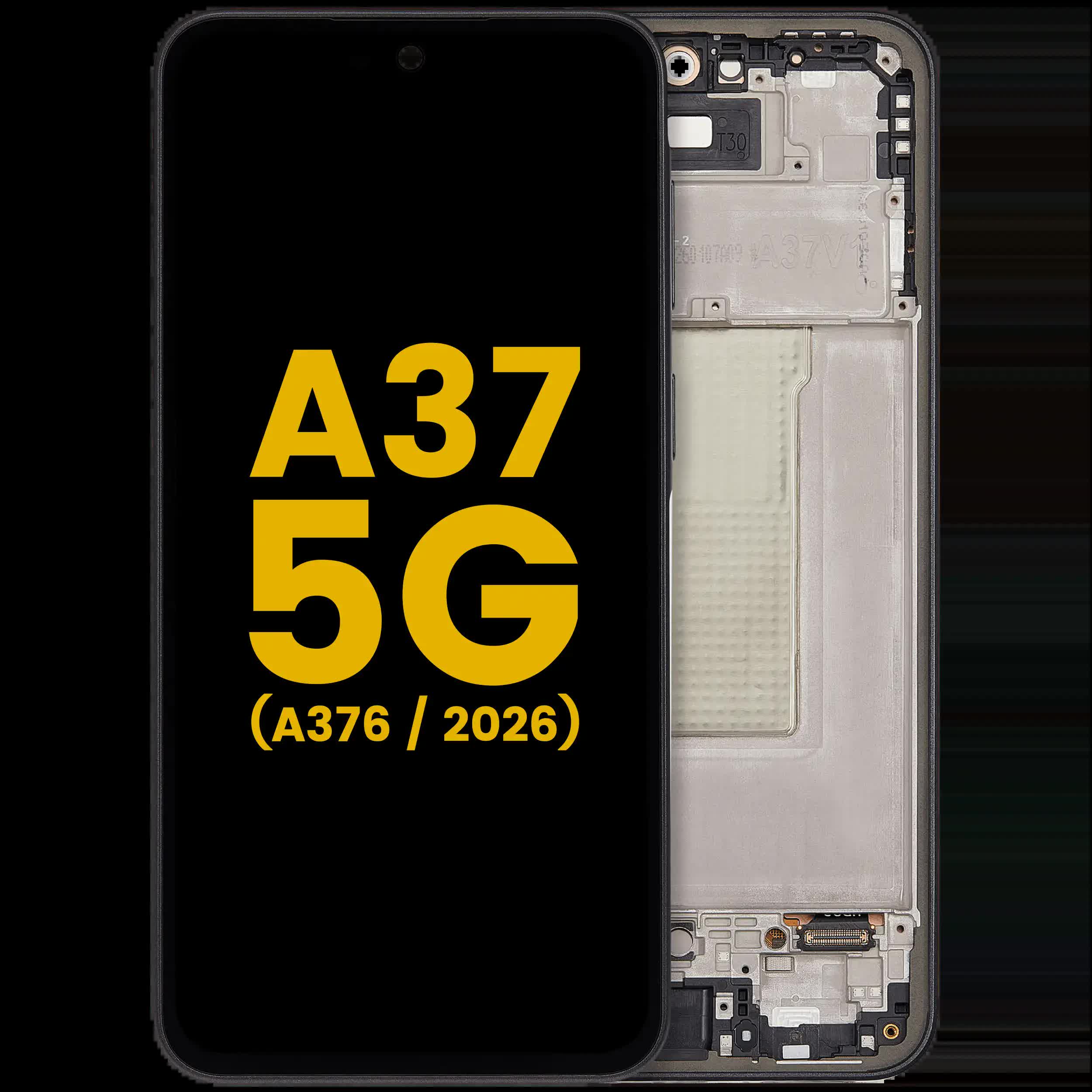 OLED Display mit Rahmen für Samsung Galaxy A37 5G (A376 / 2026) (professionell aufgearbeitet) (Charkoal)