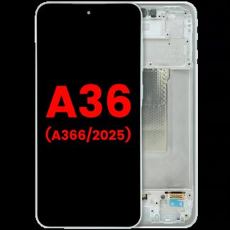 OLED Display mit Rahmen für Samsung Galaxy A36 5G (A366 / 2025) (Aftermarket Plus) (White (Weiß))