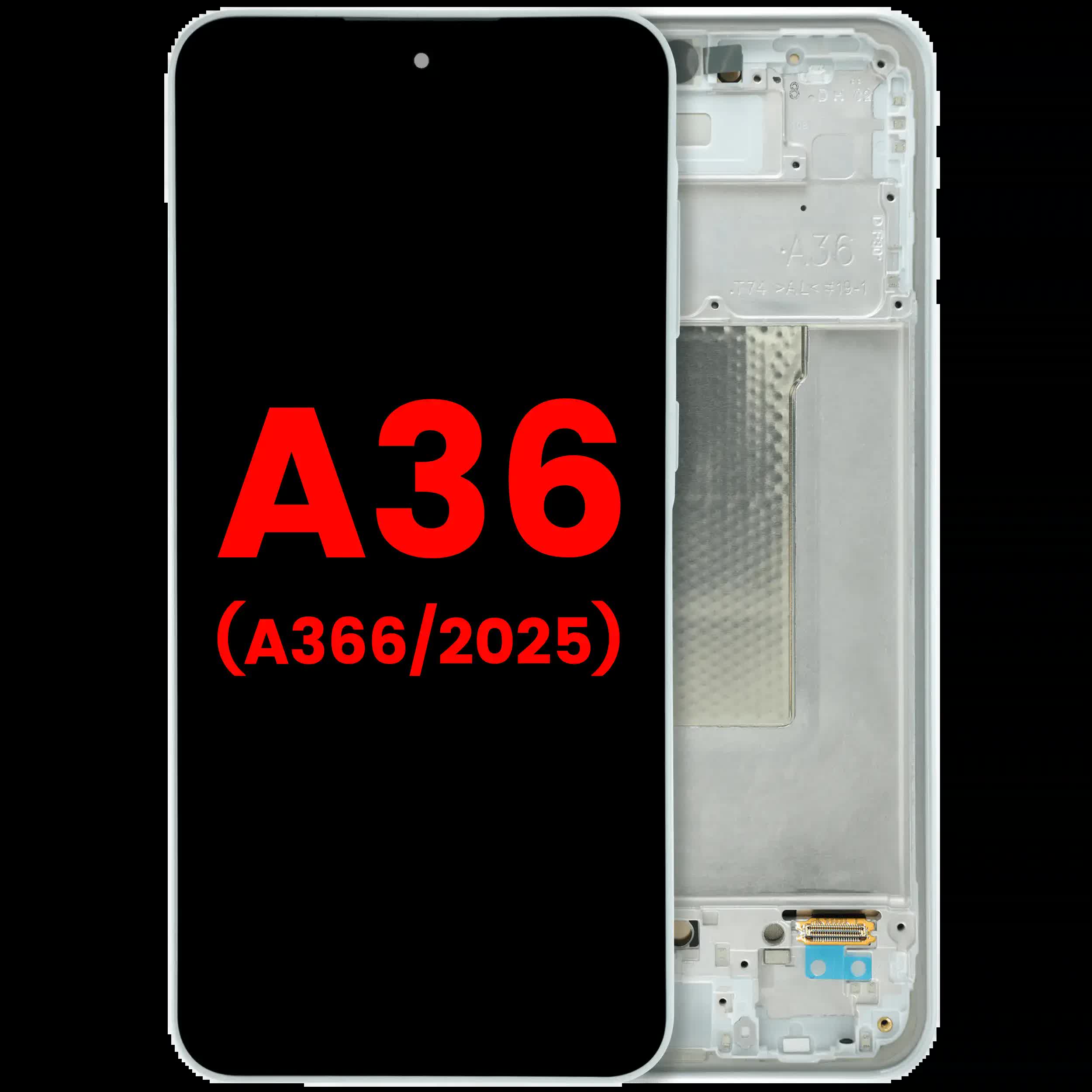 OLED Display mit Rahmen für Samsung Galaxy A36 5G (A366 / 2025) (Aftermarket Plus) (White (Weiß))
