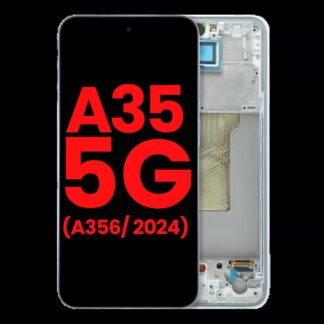 OLED Display mit Rahmen für Samsung Galaxy A35 5G (A356 / 2024) (Aftermarket Plus) (Iceblue)
