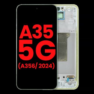 OLED Display mit Rahmen für Samsung Galaxy A35 5G (A356 / 2024) (Aftermarket Plus) (Lemon)