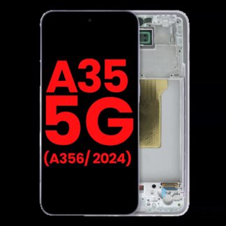 OLED Display mit Rahmen für Samsung Galaxy A35 5G (A356 / 2024) (Aftermarket Plus) (Lilac)