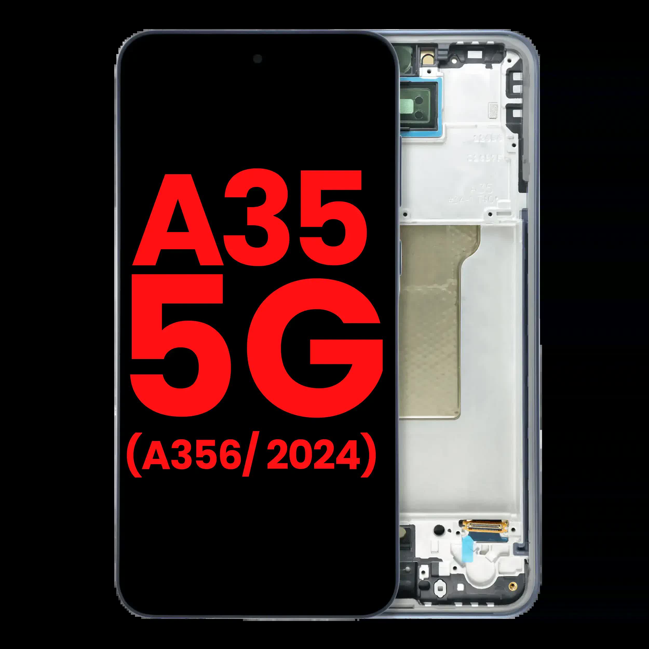 OLED Display mit Rahmen für Samsung Galaxy A35 5G (A356 / 2024) (Aftermarket Plus) (Navy)