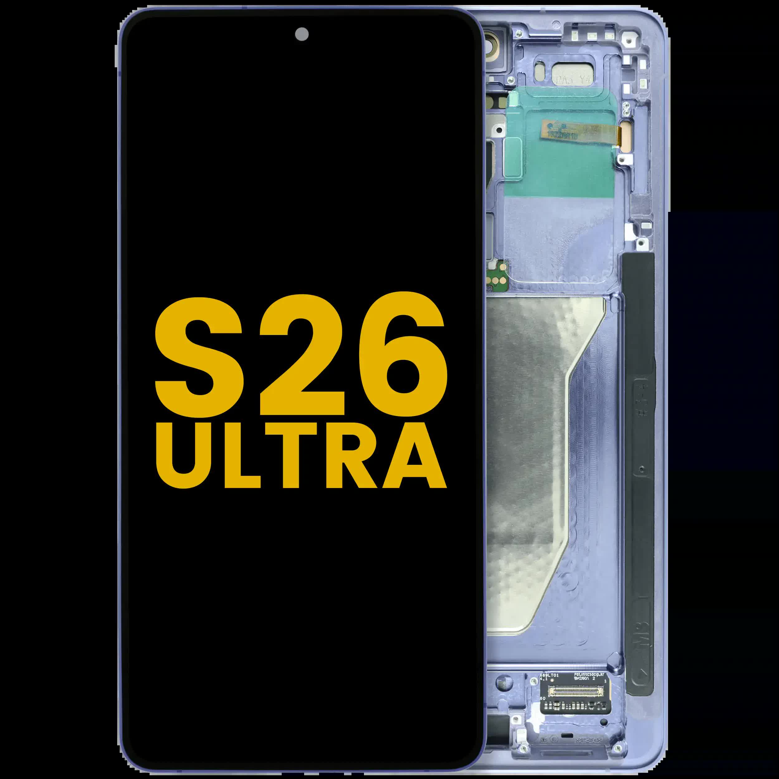 OLED Display mit Rahmen für Samsung Galaxy S26 Ultra 5G (US & International) (professionell aufgearbeitet) (Cobalt Violet)