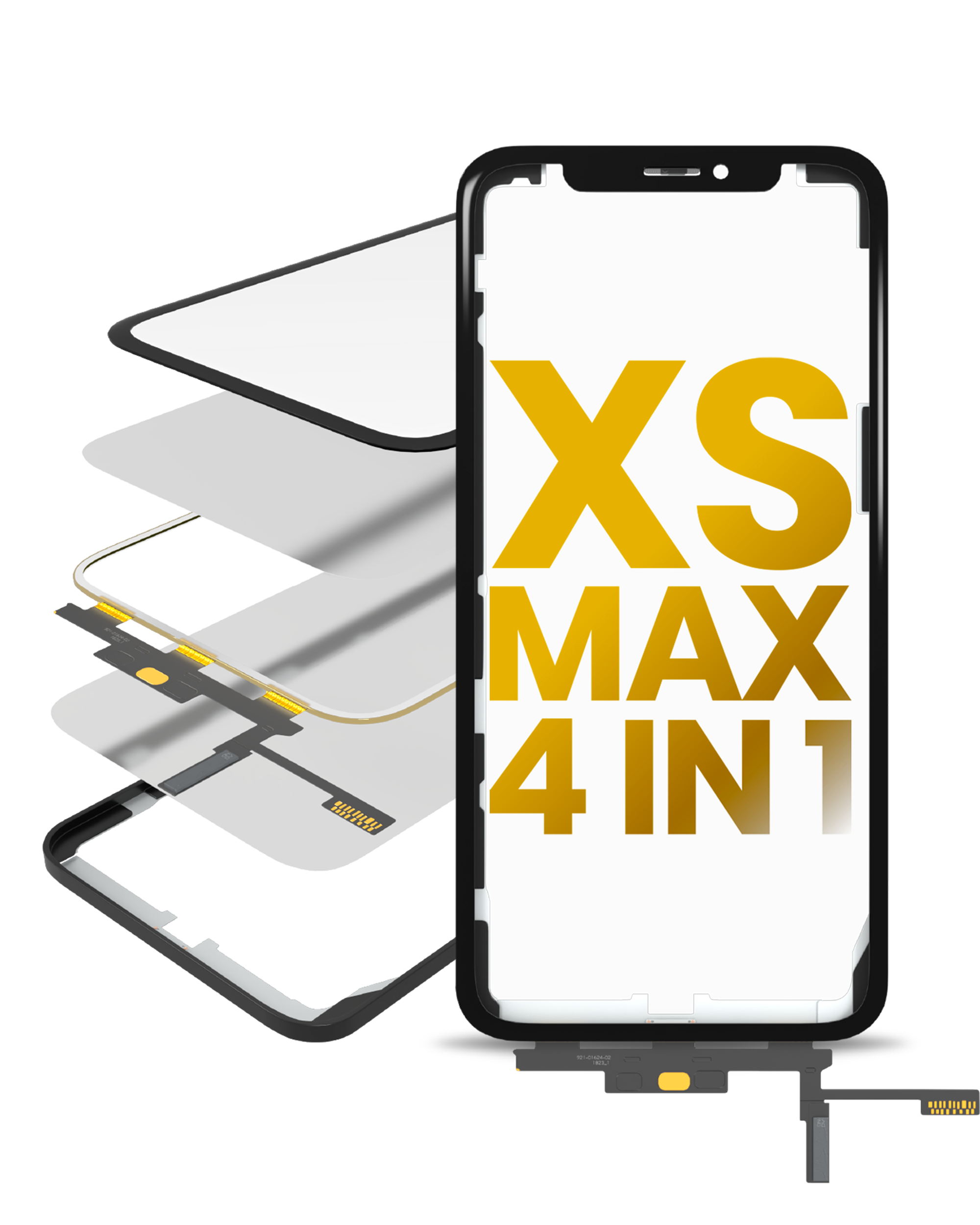 4 in 1 Short Flex (Touchscreen-Digitizer Touch mit Glas + OCA + Rahmen vormontiert) für iPhone XS Max (OCA Master) – Bild 4