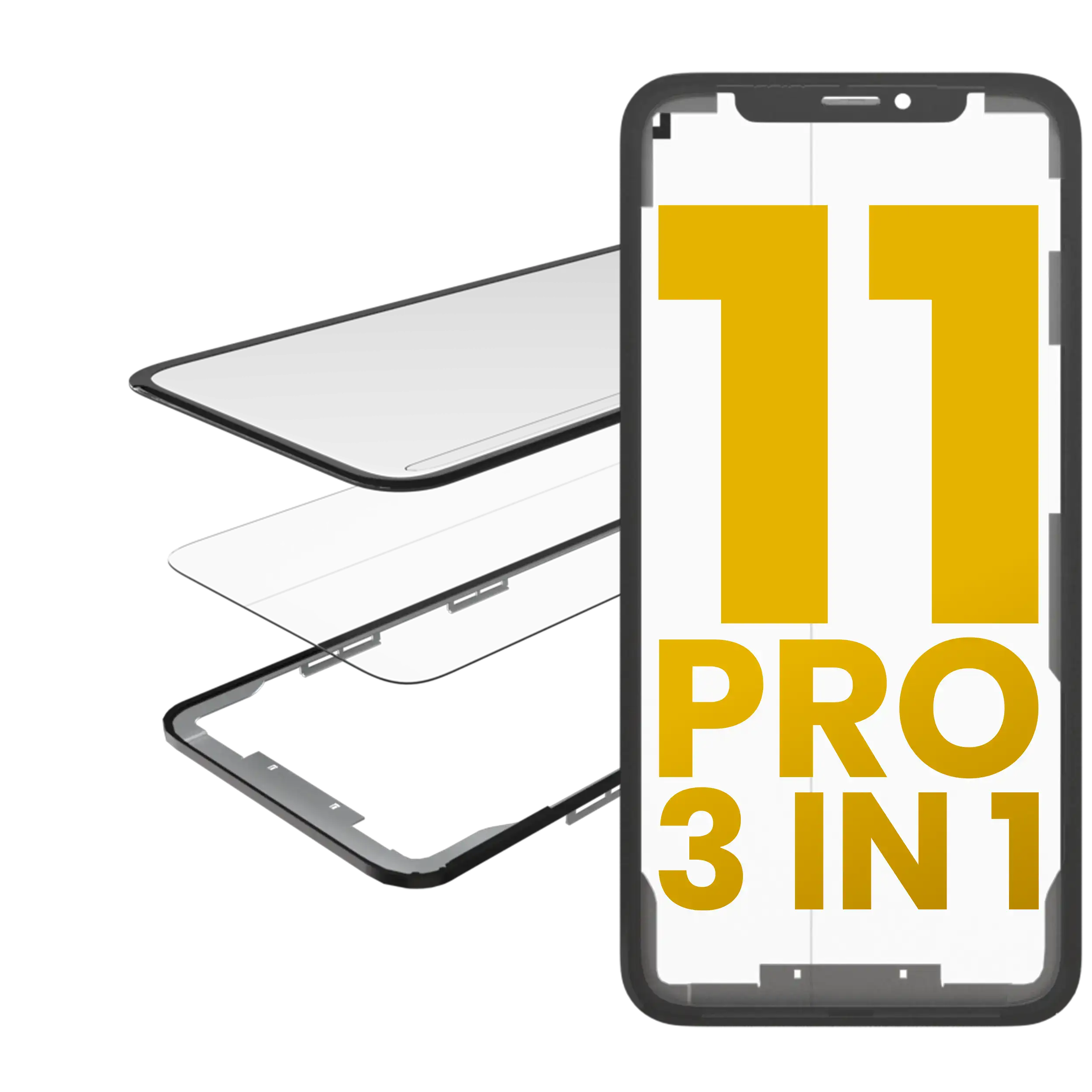 4 in 1 Long Flex (Touchscreen-Digitizer Touch mit Glas + OCA + Rahmen vormontiert) für iPhone 11 Pro (OCA Master) – Bild 3