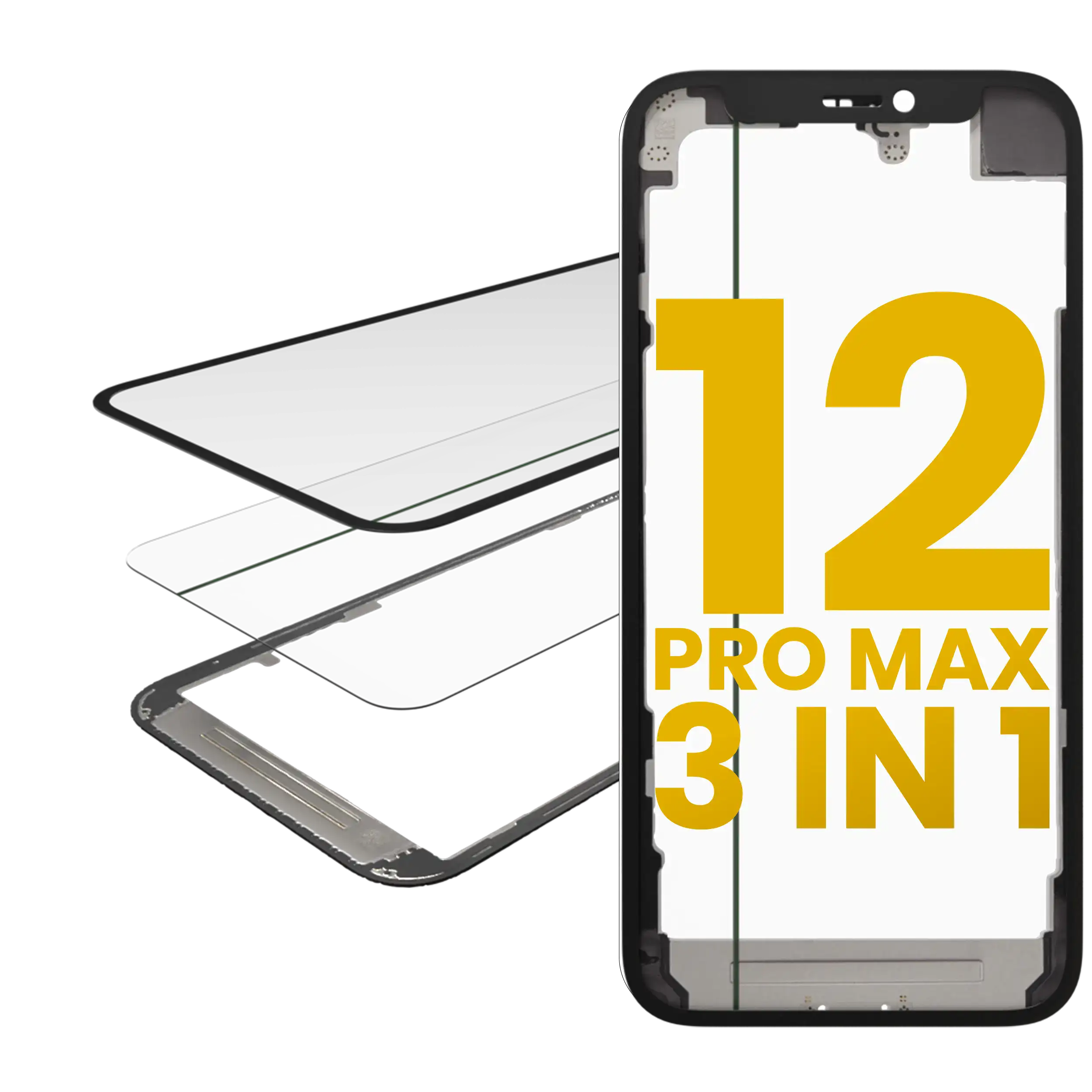 4 in 1 Long Flex (Touchscreen-Digitizer Touch mit Glas + OCA + Rahmen vormontiert) für iPhone 12 Pro Max (OCA Master) – Bild 3